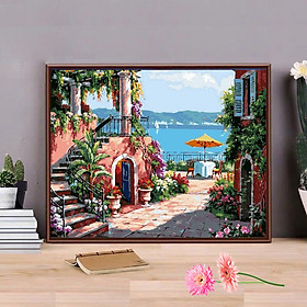 Mua Tranh sơn dầu số hoá tự tô đã căn sẵn khung 50x40 cm (painting by number) - Phố thị Tuscan