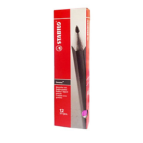 Hộp bút chì gỗ STABILO Swano có đầu tẩy - Hộp 12 thân hồng neon, có đầu tẩy (PC4907P/12-HB)