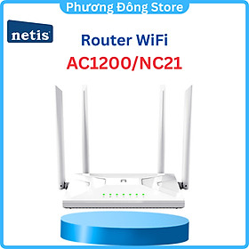 Mua Router Wi-Fi 5 Bộ Phát Wifi NETIS AC1200 Mbps Băng Tần Kép Model NC21 bảo hành 24 tháng - Hàng chính hãng