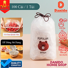 Mua Set 100 màng bọc thực phẩm túi gấu chun co giãn  Túi Nilong PE an toàn bọc thực phẩm  túi Nilong bọc thức ăn - Hàng cao cấp chính hãng D Danido