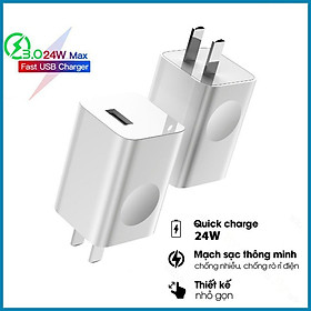 Cóc củ sạc nhanh 24W trang bị Quick Charger 3.0 hiệu Baseus Wireless Charging Quick Charger (Sạc nhanh QC 3.0, công suất 24W, trang bị chip sạc thông minh) - Hàng nhập khẩu