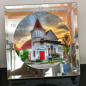 Mua Đồng hồ thủy tinh vuông 20x20 in hình Church - nhà thờ (70) . Đồng hồ thủy tinh để bàn trang trí đẹp chủ đề tôn giáo