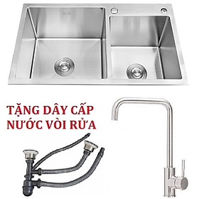 Mua COMBO CHẬU RỬA BÁT 2 HỐ CÂN SUS304 + VÒI RỬA BÁT NÓNG LẠNH SUS304 CAO CẤP K8245