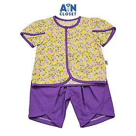 Bộ quần áo lửng bé gái họa tiết Hoa Hồng Leo tím cotton - AICDBGI8APR9 - AIN Closet