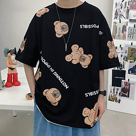 2 Color【M-3XL】 Summer New Style Fashion Trend Printed Graphic Short Sleeve T-shirt Men Breathable Unisex Half Sleeve T-shirt Oversize Student Short T-shirt Couple Wear