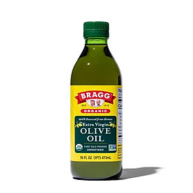 Dầu oliu hữu cơ ép lạnh Bragg 473ml, thực phẩm tốt cho sức khỏe, Dầu oliu nguyên chất