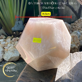 Đá thạch anh hồng 12 mặt 4.8kg đường kính 14.5cm, mặt cạnh 9.6cm NHASAN QC1377