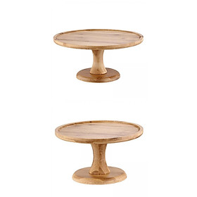 2x Round Wooden Cake Stand Snack Sushi Plate Serving Tray Cupcake Candy Dish