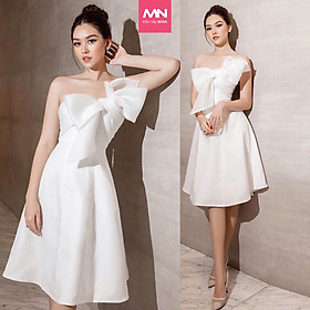 Váy trắng dự tiệc MINA dáng xoè midi chất liệu Taffta lụa cao cấp sang trọng - MN147