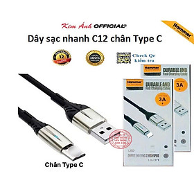 Mua Dây sạc nhanh 3A Hiệu Ham mer ( H-C12-C )  Chân TypeC  Có đèn báo hàng chính hãng