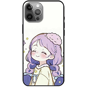 Ốp lưng cho iPhone 12 - iPhone 12 Pro - 12 Pro Max - 13 Mini - iPhone 13 - 13 Pro - 13 Pro Max - Cô Gái Tóc Tím - Hàng Chính Hãng