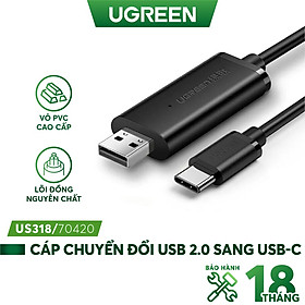 Cáp truyền dữ liệu USB 2.0 to Type C Ugreen 70420 dài 2m -Hàng chính hãng