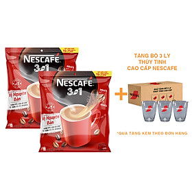 Hình ảnh [Tặng Bộ 3 ly thủy tinh cao cấp NESCAFE] Combo 2 Bịch NESCAFÉ 3IN1 Công thức cải tiến - VỊ NGUYÊN BẢN Bịch 46 gói