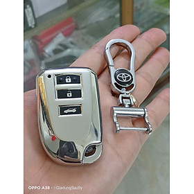 Ốp bọc chìa khoá Ô tô silicon mạ crom kèm móc Xe Toyotas Vios G 2019-2023 mẫu chìa thông minh