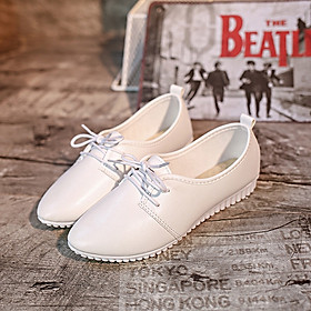 IELGY Lace-up flat women's shoes fashion comfortable shallow mouth trend white casual shoes