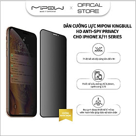 Miếng cường lực chống nhìn trộm Mipow Kingbull Premium HD cho iPhone XR/XS/XSM/11/11Pro/11Pro Max - Hàng chính hãng