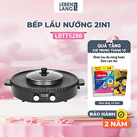 Mua Nồi lẩu điện 2 ngăn Lebenlang LBTT5288  bếp lẩu nướng 2in1 đa năng tròn loại to công suất 1800W tiện lợi cho gia đình - hàng chính hãng