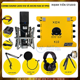 Mua Combo thu âm  livestream Micro AQTA U87-Pro  Sound card XOX K10 Jubilee - Kèm full phụ kiện tai nghe ISK 960B  nguồn 48v  kẹp micro  màng lọc  giá đỡ ĐT - Hỗ trợ thu âm  karaoke online chuyên nghiệp - Hàng nhập khẩu