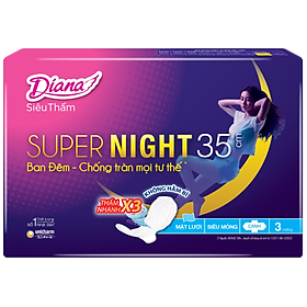 Combo 6 Băng Vệ Sinh Diana Super Night 35cm (Gói 3 Miếng)