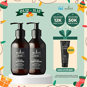 Combo Chăm Sóc Da Mặt Cho Nam Sukin For Men Sữa Rửa Mặt For Men Cleanser 225ml & Kem Dưỡng Ẩm For Men Moisturiser 225ml