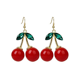 Women's Fashion Cherry Rhinestone Drop Dangles Ear Studs Earrings Gift