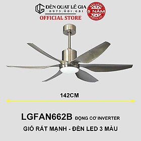 Quạt Trần Hiện Đại Gió Mạnh LÊ GIA LGFAN662 - Bảo Hành 5 Năm Hàng Chính Hãng