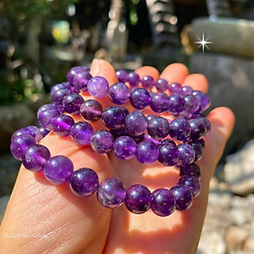Vòng Tay Đá Thạch Anh Tím (Amethyst) Tự Nhiên NHASAN Trang Sức Phong Thủy Bình An, Thu Hút Năng Lượng Tích Cực