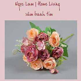 Mua Bó hoa hồng trà 10 bông  Bó hoa hồng mẫu đơn lụa cao cấp  dùng trang trí phòng khách  phòng ngủ  bàn ăn  bàn làm việc