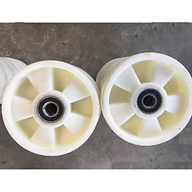 Mua Bánh xe nâng tay nylong trắng 180*50mm có sẵn 2 bạc đạn 6204