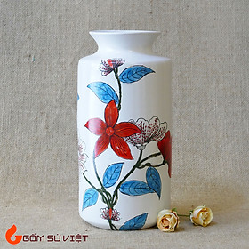 Mua Lọ hoa gốm hình ống vẽ tay hoa dây đỏ - Gốm Bát Tràng