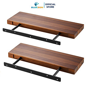 Combo 2 kệ gỗ treo tường trang trí 43cm, kèm chốt chữ U âm tường, phụ kiện vít tắc kê - Màu trắng và nâu