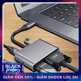 Cáp chuyển USB Type-c ra 4 cổng HDMI/ VGA/ USB và cổng sạc hỗ trợ chế độ Dex - UHV41160