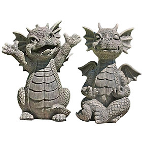 2pcs Creative Dragon Statue Figurine Ornament Sculpture for Decoration