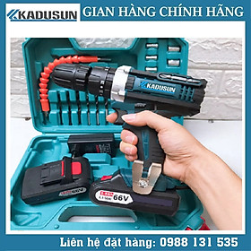 Máy Khoan pin Kadusun 3 chức năng có búa tặng kèm bộ phụ kiện 24 chi tiết