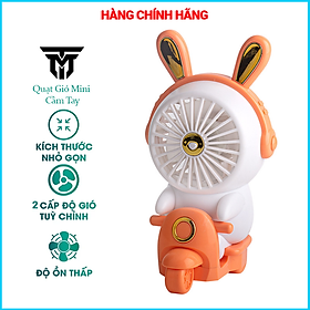 Quạt Cầm Tay Mini, Quạt Sạc Tích Điện Thỏ Lái Xe Xinh Xắn Teement, Có 2 Tốc Độ Gió ( Gió Mạnh, Gió Nhẹ), Dễ Thương Tránh Nóng Mùa Hè Cực Êm (Kèm Dây Sạc Usb)- Hàng Chính Hãng