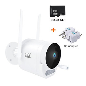 Camera Toàn Cảnh Ngoài Trời Xiaovv 2K 1296P 110° IP Camera IP67 WiFi Không Dây Chống Nước Tầm Nhìn Ban Đêm Hồng Ngoại Cho Mi Home Màu sắc: DE Cắm 32GB