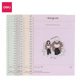 Sổ Lò Xo Kép A5 Deli - Sổ Gáy Xoắn 120 Trang Giấy Kẻ Ngang Chống Lóa - Sổ Tay Tập Vở Học Sinh Ghi Bài Takenote Planner