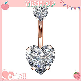 Mua Khuyên Rốn Đính Đá Zircon 8mm Hình Trái Tim Đôi