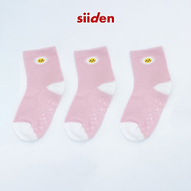 Combo/set 3 đôi tất bé gái dễ thương màu hồng, vớ trẻ em cotton mềm mịn, hình hoa, có đệm cao su chống trượt – E2CP102