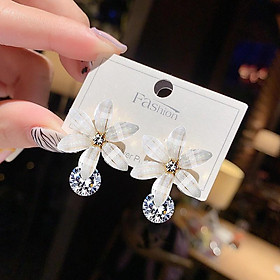 Bông tai hoa gắn đá zircon cao cấp