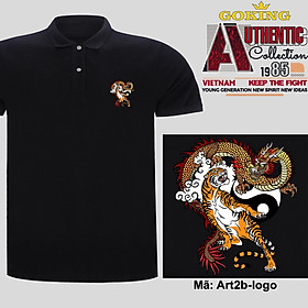 Long Hổ Tranh Đấu, mã logo.art2b. Áo thun polo cổ bẻ cho nam nữ, form unisex. Áo phông cá sấu hàng hiệu Goking, quà tặng cao cấp cho gia đình, cặp đôi, doanh nghiệp