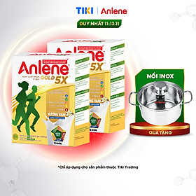 Combo 2 Sữa Bột Anlene Gold 5X Hương Vanilla (Hộp giấy 1200g) tặng nồi inox cao cấp