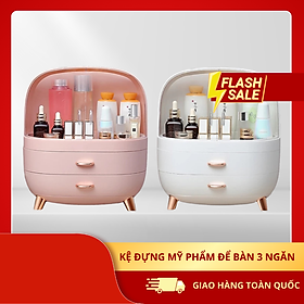 Mua Kệ Đựng Mỹ Phẩm Để Bàn 3 Ngăn  Tủ Đựng Mỹ Phẩm  Đồ Trang Điểm Có Nắp Đậy - Hàng Chính Hãng