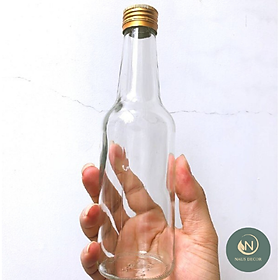 Mua Combo 6 chai thuỷ tinh tròn cổ dài -300ml-Đựng thực phẩm -Nắp vàng chống rỉ sét -NAUS DECOR