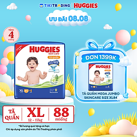 Tã/bỉm quần Huggies Skin Care Mega Jumbo XL84+4 miếng với tràm trà dịu da