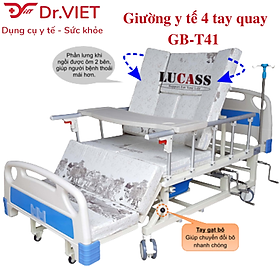Mua Giường bệnh nhân đa năng 4 tay quay Lucass GB-C41 (GB-T41) Chính hãng - Nâng chân  nghiêng lưng  nâng đầu  có bô vệ sinh  chậu gội đầu