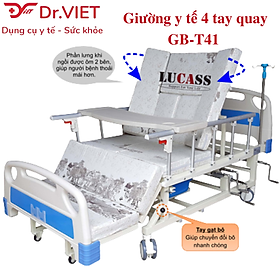 Mua Giường Y Tế Đa Năng 4 Tay Quay LUCASS GB-C41 (GB-T41) Chính Hãng - Nâng Chân  Nâng Lưng  Nâng Đầu  Có Bàn Ăn