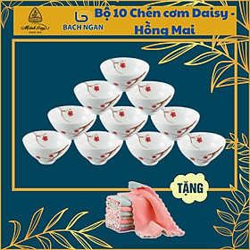 Mua Bộ 10 Chén Ăn Cơm Cao Cấp Sứ Minh Long 11.5 cm Daisy Hồng Mai dùng gia đình  đãi khách  tặng quà tết