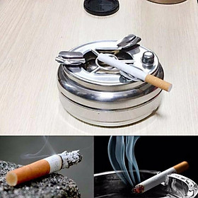Mua Gạt tàn thuốc inox 2 ngăn  có nút bấm