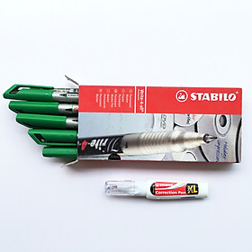 Hộp 10 Bút kỹ thuật STABILO Write-4-all PERMANENT F 0.7mm + Bút xóa STABILO CPS88 (AP156F/10+)